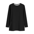 thumbnail image 5 of Women's Solid Color Long Sleeve Round Neck Loose Fit Tops Shirts Blouses Casual Daily Wear Work Office Vacation Fashion Essential Gift for Women | Sopatenor,Black XL, 5 of 9