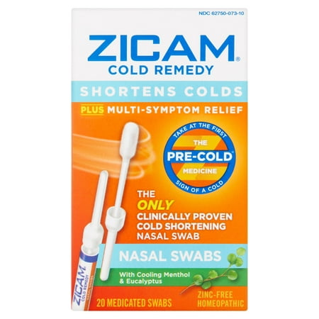 Zicam Fast Acting Cold, Allergy, and Flu Relief Nasal Swabs Multi Symptom Relief All Natural Cold Medicine Remedy, 20 count