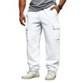 thumbnail image 2 of Domuza Cargo Sweatpants Men Big and Tall Wide Leg Drawstring Sweatpants 2026 Fashion Work Open Bottom Jogger Trousers with Multi Pockets White 2XL, 2 of 6