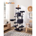 thumbnail image 1 of Feandrea Cat Tree, 66.1-inch Large Cat Tower with 13 Scratching Posts, 2 Perches, 2 Caves, Basket, Hammock, Pompoms, Multi-Level Plush Cat Condo for Indoor Cats, Smoky Gray, 1 of 7