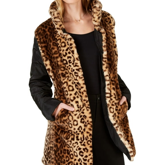 Maison Jules Womens Faux Fur Reversible Jacket