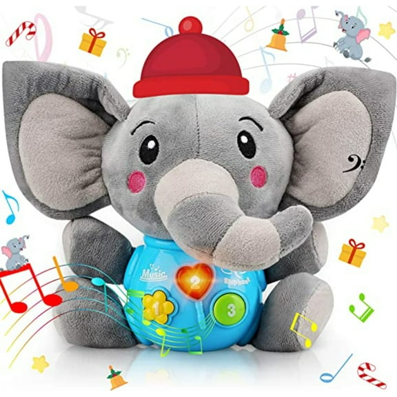 PEACNNG Plush Elephant Music Baby Toys Cute Stuffed Animal Light Up Baby Toys Newborn Baby Musical Toys for Infant Babies Boys & Girls Toddlers