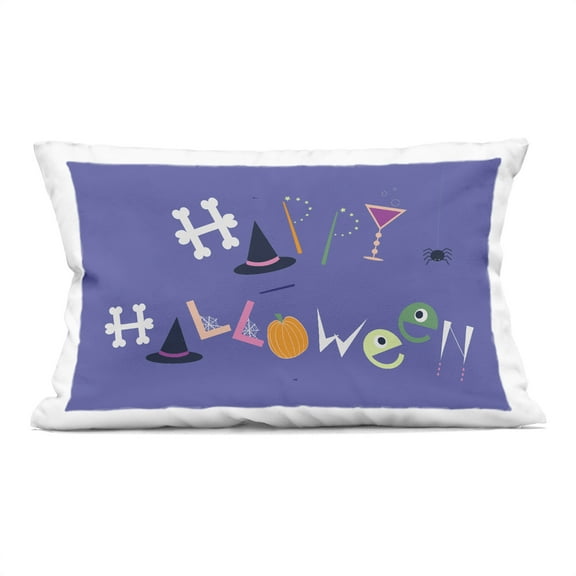 Stupell Industries Eclectic Happy Halloween Decorative Printed Throw Pillow design by Sazerelli Designs, 14 x 7 x 20