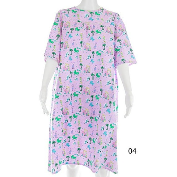 Women's Adaptive Flannel Backwrap Gown (3XL, Fun Prints with Lavender Background - 04)