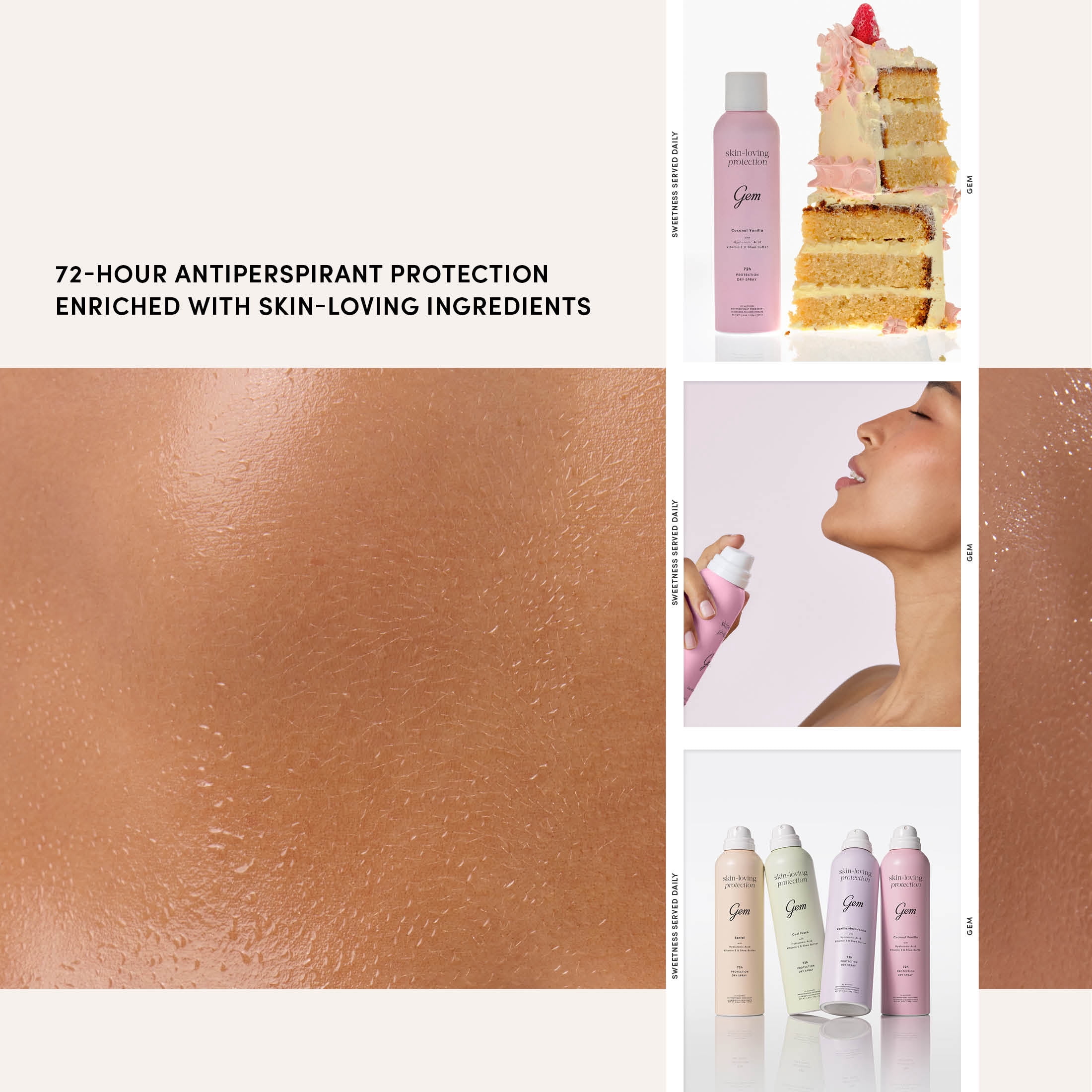 Gem Skin-Loving 72hour Protection Antiperspirant Deodorant Spray: Coconut Vanilla 3.8 oz