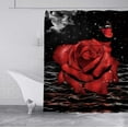 thumbnail image 3 of Red Rose Shower Curtain, Full Moon Galaxy Starry Sky Sea Butterfly Blooming Flower Dewdrop Romantic Valentine''s Day Modern Bathroom Decor, Waterproof Fabric Black Shower Curtain, 72 X 72 Inch, 3 of 5