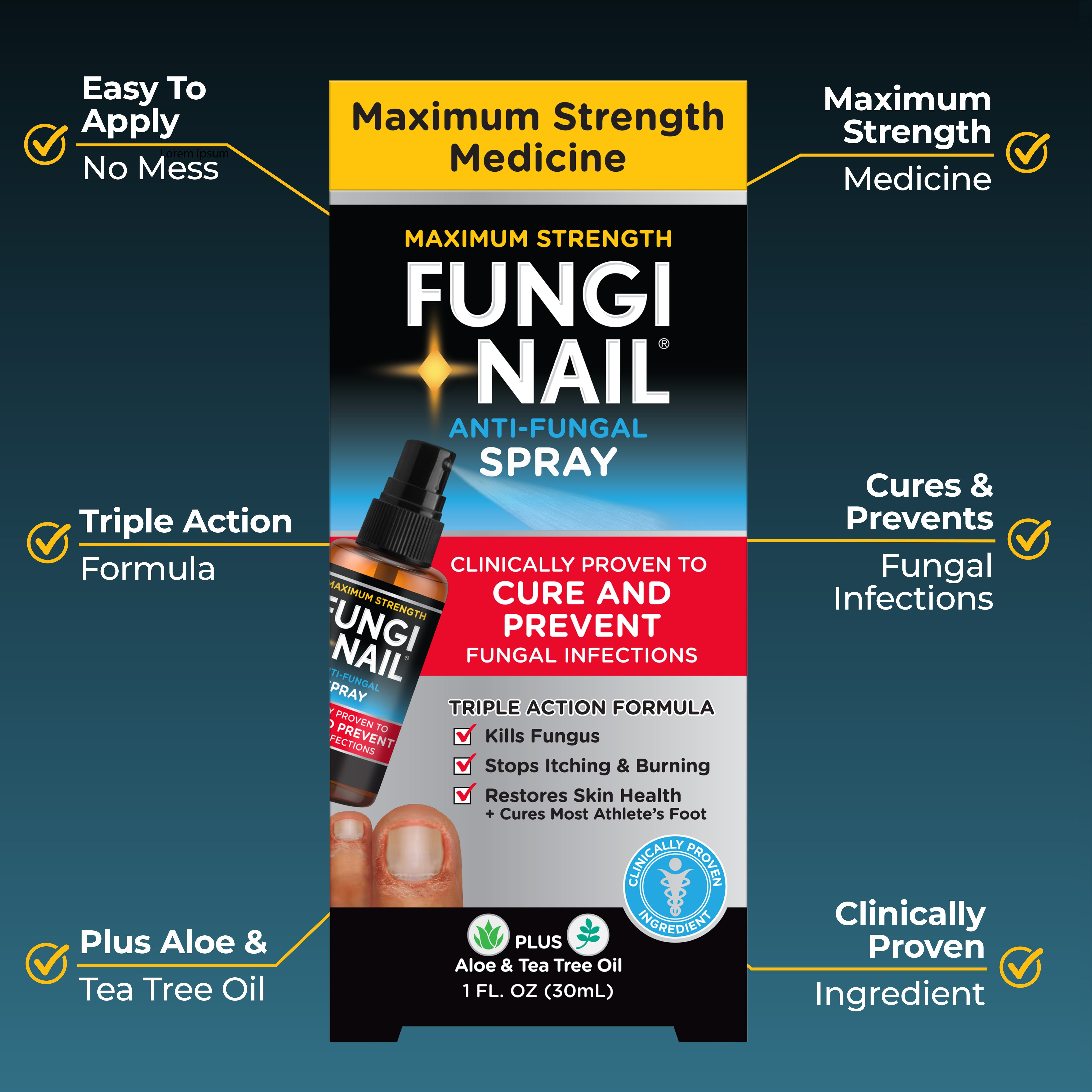 (4 pack) Fungi-Nail Anti-Fungal Foot Spray, 1 Fl Oz