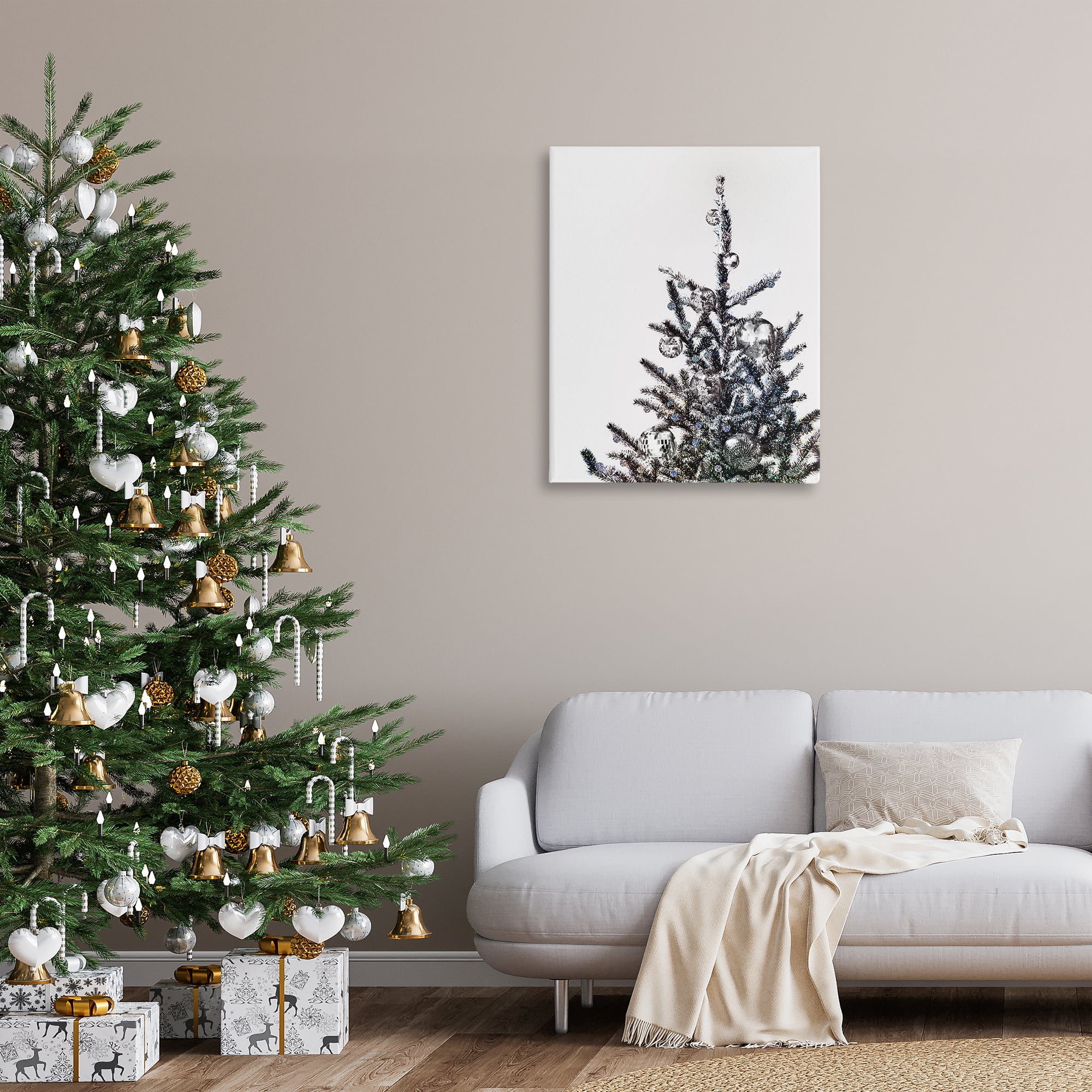 Stupell Industries Christmas Tree Disco Balls Holiday Painting Gallery Wrapped Canvas Art Print Wall Art, 30 x 40