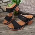 thumbnail image 6 of Dakaela Heeled Sandals for Women Low Block Chunky Heels Open Toe Backless Dress Casual Pumps Slip on Mules Shoes for Party Wedding Size 6-10 Black, 6 of 9