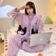 thumbnail image 3 of Sanrio-Conjunto de pijama de franela para mujer, cárdigan rosa de felpa, Tops con botones, pantalones, traje Y2k Kawaii, ropa de casa, invierno, Hello Kitty, 2 piezas, 3 of 5