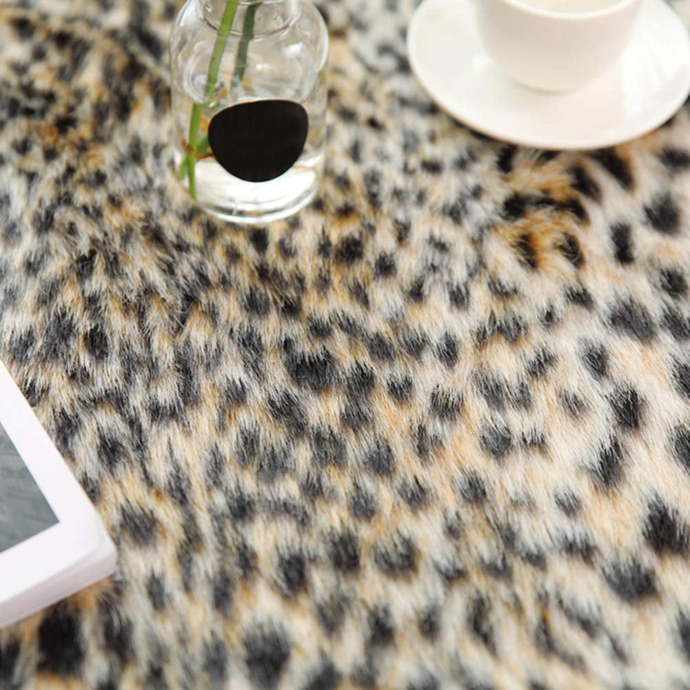 Leopard Print Faux Fur Sheepskin Rug Soft Shaggy Area Rugs Floor Carpet Mats 100 x 94 cm
