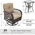 thumbnail image 6 of Amopatio 3 Pcs Steel Outdoor Bistro Sets with Thickened Cushions and Table, Beige, 6 of 8