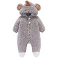 thumbnail image 3 of qILAKOG Fleece Baby Bunting Bodysuit – Infant One Piece Kids Hooded Romper Outerwear Toddler Jacket Newborn Baby Onesie Snowsuit Footie Romper Fleece Hooded Jumpsuit Gray 3-6 Months, 3 of 8