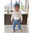 thumbnail image 4 of Cjfdfy Newborn Baby Boy Outfit Little Brother Embroidery Long Sleeve Romper Elastic Waist Pants And Hat  3-piece Set Infant Cute Coming Home Fall Winter 0-18M  ﻿, 4 of 9