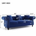 Furntsy Tufted Chesterfield Velvet Upholstered Sofa Scrolled Arms with ...
