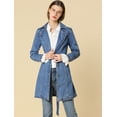 thumbnail image 3 of Chaqueta Vaquera Vaquera Larga Con Cinturón Y Solapa Con Muesca Para Mujer Azul claro XS, 3 of 6