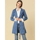 thumbnail image 3 of Chaqueta Vaquera Vaquera Larga Con Cinturón Y Solapa Con Muesca Para Mujer Azul claro XS, 3 of 6