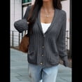 thumbnail image 4 of Cárdigan de Punto Grueso de Gran Tamaño para Mujer, Suéter de Larga con Abertura Frontal, Ropa de Abrigo para Otoño e Invierno Gris Oscuro XL, 4 of 7