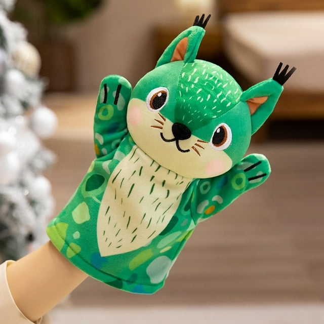 Marionnette en Peluche Écureuil Mignon 28CM Jouets en Peluche Doux Animal de Dessin Animé Poupée Interactive Parent-Enfant