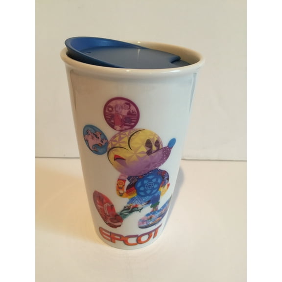Disney Parks Starbucks Mickey Epcot Ceramic Coffee Tumbler Travel Mug New
