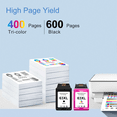 thumbnail image 3 of Prof Kolor 63XL 63 Ink Cartridges | Work for HP Ink 63 Black and Tri-Color 2-Pack |  Black Color Combo Pack, 3 of 8