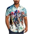 thumbnail image 2 of Cllios Men's Hawaiian Shirts Big and Tall Horse Print Beach Tops Loose Fit Cuban Collared Short Sleeve T-shirts Cotton Button Down Bowling Shirts S-5XL, 2 of 6