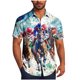 thumbnail image 2 of Blusa y camisa de manga corta con cuello vuelto para hombre, blusa informal de moda con cuello vuelto, blusa estampada de manga corta con botones, blusa de poliéster para hombre, 2 of 6