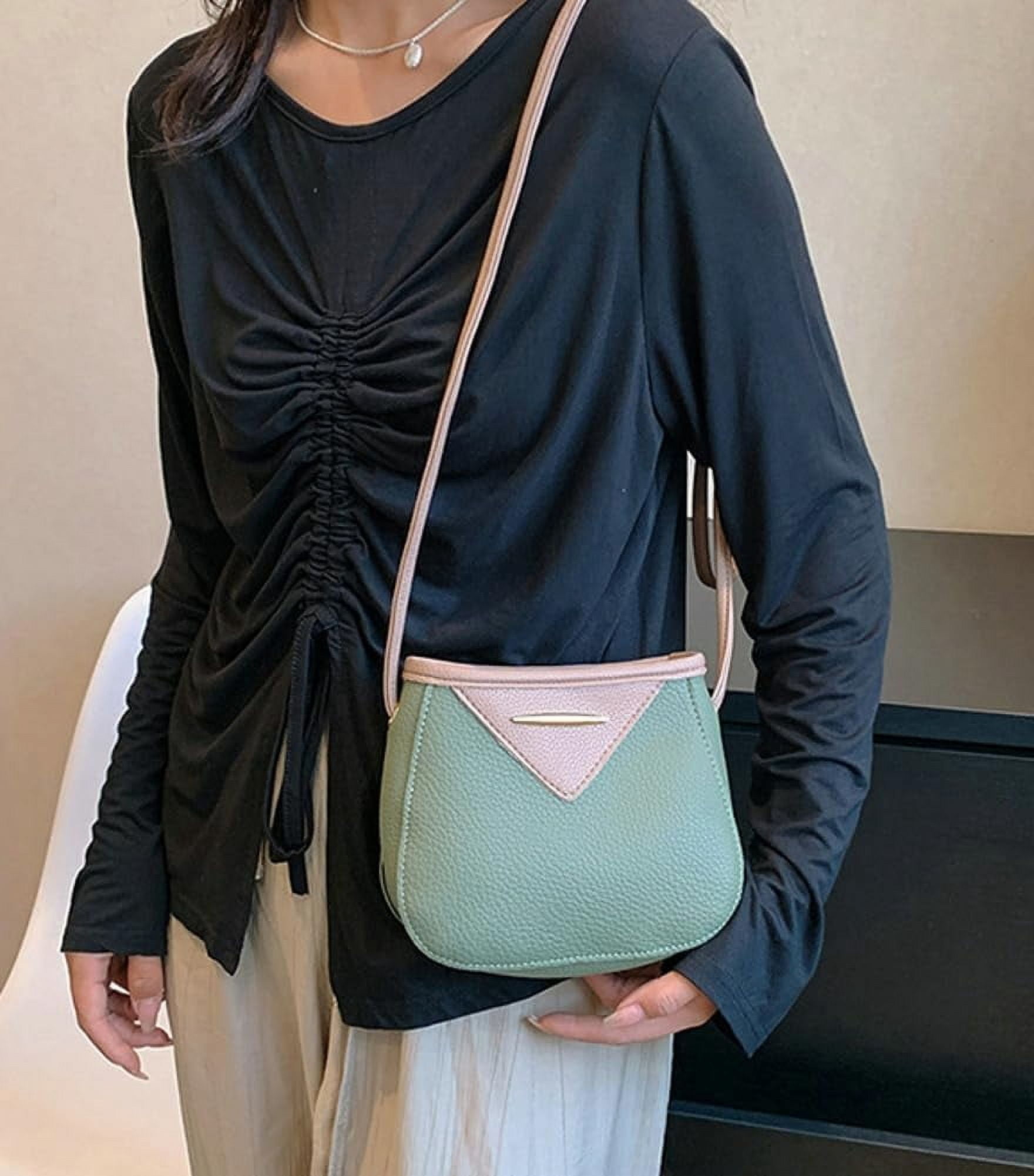 Womens Retro PU Leather Shoulder Crossbody Bag Small Cute Tote Purse Handbag Bucket Top Handle Satchel 2pcs