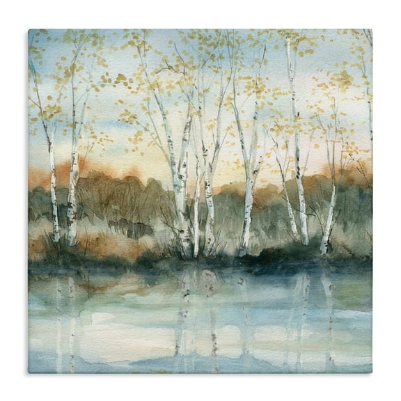 Stupell Industries Birch Tree Reflections Quaint Lake Clearing Landscape Painting Gallery Wrapped Canvas Print Wall Art, Design by Carol Robinson