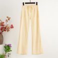 thumbnail image 1 of Pantalones de pierna ancha para mujer, cintura elástica alta, bolsillos con cordón, pierna acampanad Abanopi Beige/Pequeña, 1 of 7