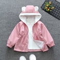 thumbnail image 2 of SGFCWSX Girls Bear Ear Hooded Jacket Kids Lightweight Zip Up Waistband Windproof Fall Spring Outerwear Coat Pink Size 18-24 Months, 2 of 4
