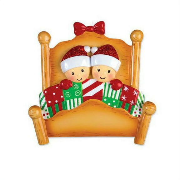Bed Heads Family of 2 Couple Personalized Christmas Ornament DO-IT-YOURSELF