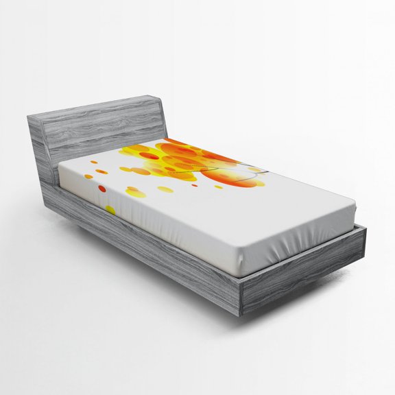 Ambesonne Abstract Fitted Sheet, Autumn Sun and Trees, Twin XL Size, Yellow Orange and Black
