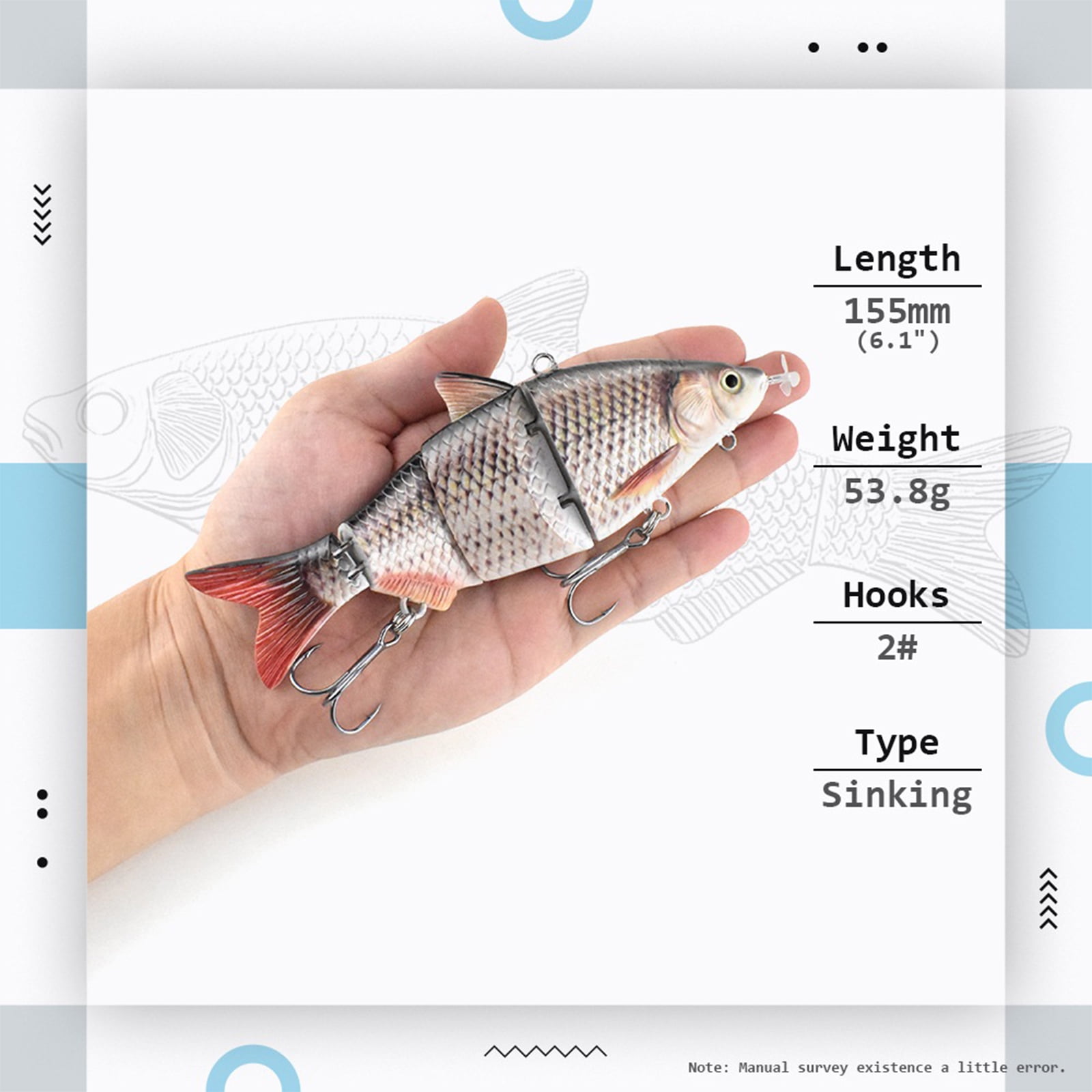 Multi-Jointed Electric Swimallurement Lure 15.5cm Rechargeable Fishing allurement with Indicators for Pike & Light Tackle