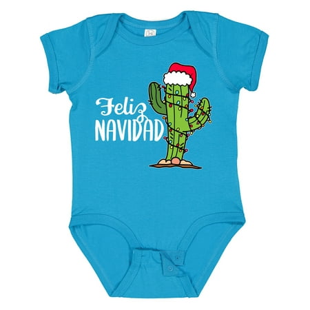 

Inktastic Feliz Navidad Christmas Cactus in Santa Hat Gift Baby Boy or Baby Girl Bodysuit