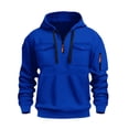 thumbnail image 1 of Breezora Men Color Block Hooded Pullover Sweatshirt with Side Packs Fall Winter Casual Street Style Soft Fleece Jacket for Urban Wear S Size Dark Blue, 1 of 7