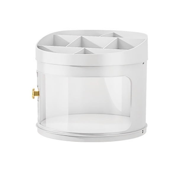 Escritorio de almacenamiento de joyas, estuches de exhibición de cosméticos ordenados, caja organizadora de maquillaje para escritorio de dormitorio Grande y Blanco Sunnimix Caja de almacenamiento de escritorio