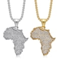 thumbnail image 2 of Hip Hop Iced Out African Africa Map Pendant Golden Silver Color Necklace for Women Men Fashion Party 14K Yellow Gold Jewelry Gift, 2 of 7