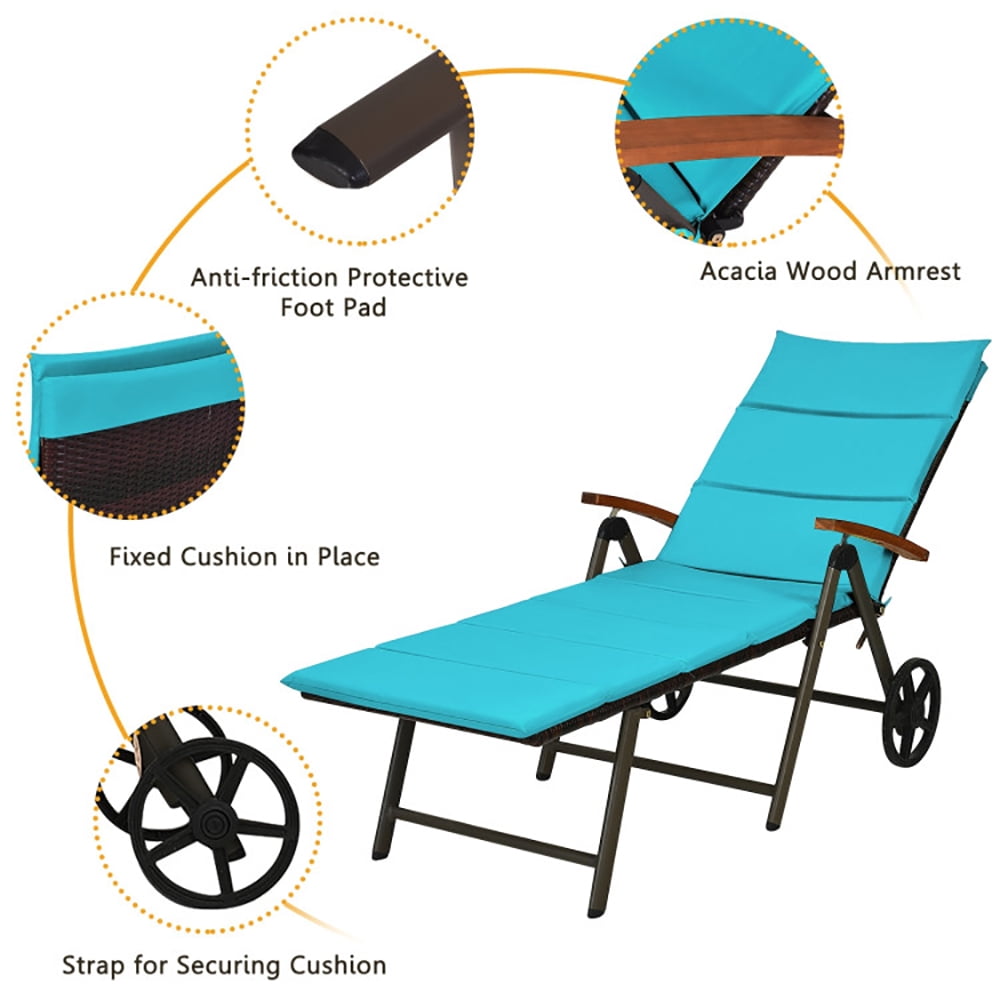 Aimee Lii Outdoor Chaise Lounge Chair Rattan Lounger Recliner Chair, Patio Loungers, Turquoise Aimee Lii Outdoor Chaise Lounge Chair Rattan Lounger Recliner Chair, Patio Loungers, Turquoise