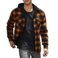 thumbnail image 2 of Mens Plaid Hoodies Winter Zip Up Jacket Sherpa Lined Warm Flannel Jacket Coat Winter lumberjack shirt for men big size with attached hood,Yellow XXXL, 2 of 5