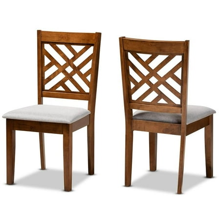 Bowery Hill Grey and Walnut Brown Finished Wood 2-Piece Dining Chair Set