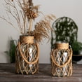 thumbnail image 3 of Bxaolu Dry Flower Glass Vase 6.3Inches Wicker Farmhouse Vase for Centerpieces&nbsp;Decor for Wedding Tables Home Rustic Hanging Mason Jar Rope Wrapping Decorative Bottles Nautical Decor, 3 of 8