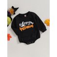 thumbnail image 3 of LMLYSoH Baby Halloween Romper Long Sleeve Round Neck Bat Letter Print Bodysuit Newborn Clothes, 3 of 9