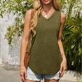 thumbnail image 2 of GERsome Women's Tank Tops Sleeveless V Neck Loose Fit Basic Tee Casual Solid Color Summer T-Shirt Curved Hem S-3XL, 2 of 8