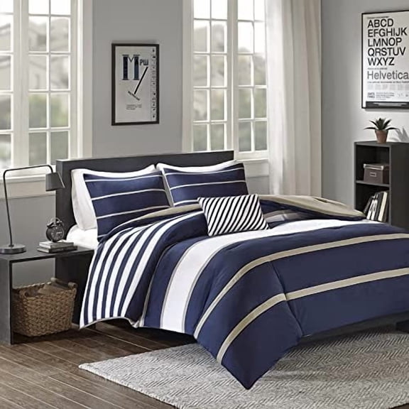 Casual Comforter Set Sporty Design, Vibrant Color, Active Lifestyle Boys Bedroom Décor, All Season Soft Microfiber Bedding Set, Decorative Pillow, Sham Blue/White Twin/Twin XL 3 Piece