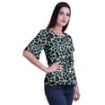 thumbnail image 3 of Moomaya Haut Col Rond Imprimé pour Femme Blouse Manches Coude Tunique Formal Wear, 3 of 5