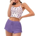 thumbnail image 5 of Xaqiouau Women Floral Cami Pajama Set Ribbed Tank Top and Shorts 2 Piece Lounge Sleepwear Casual Summer Outfit, 5 of 8