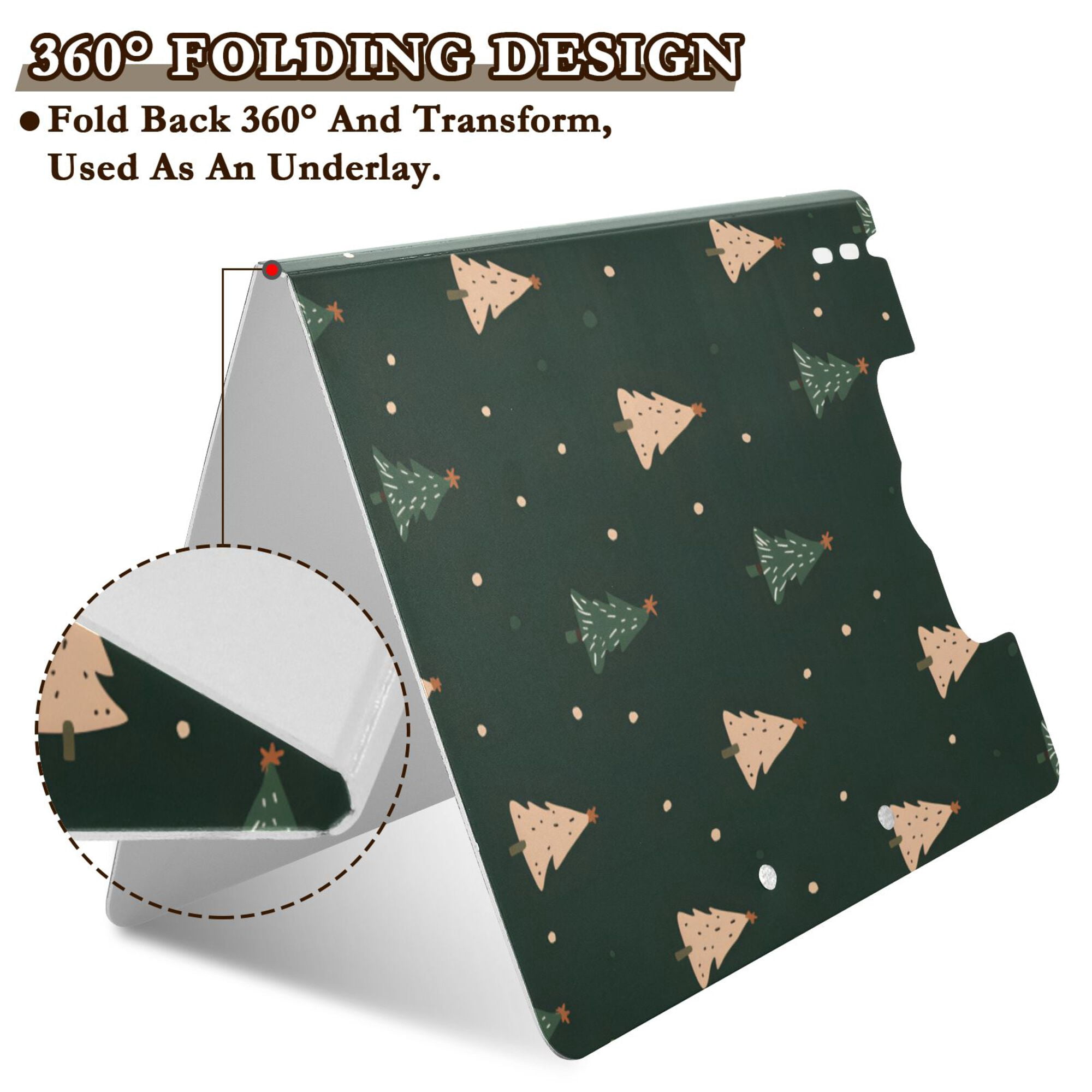 FORMRS A4 Clipboard Folder with Pen Holder Horizontal Foldable School Office Binder, Pink Christmas Trees