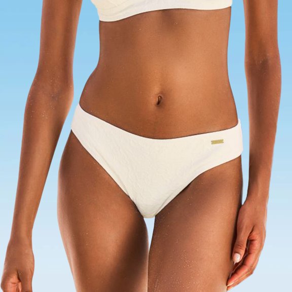 LASCANA Women's Lace Textured Bikini Swimsuit Bottom Lace Overlay