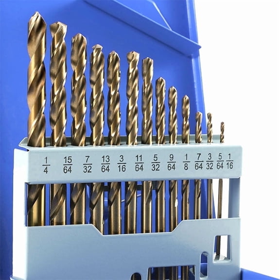 Cobalt Drill Bit Set for Metal and Hardened Steel, 13Pcs M35 HSS Twist Jobber Metal Drill Bits 1/16"-1/4", with Index Storage Box